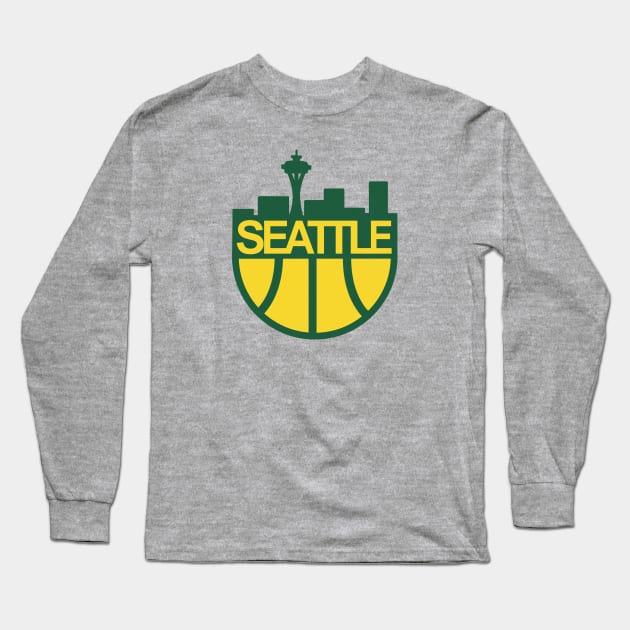 Defunct Seattle Supersonic Skyline Long Sleeve T-Shirt by LocalZonly